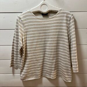 SAINT JAMES Beige & White Striped Long Sleeve Top – Size M